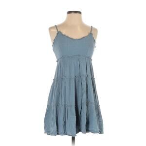 Sim & Sam Dusty Blue spaghetti adjustable strap mini dress